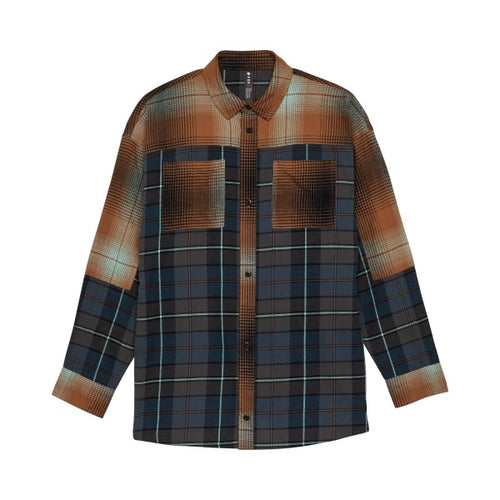 Chemise Oversized Flannel Femme/Fox/bleu, de face