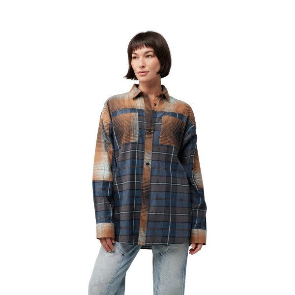 Chemise Oversized Flannel Femme/Fox/bleu, de face