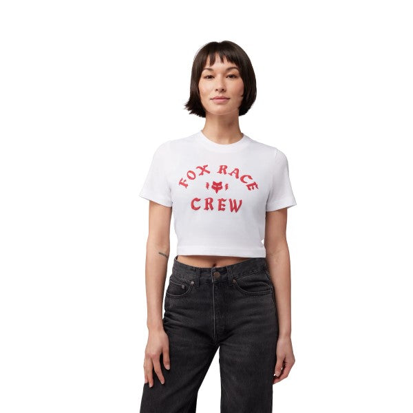 T-shirt Race Crew Cropped Femme/Fox/blanc, de face