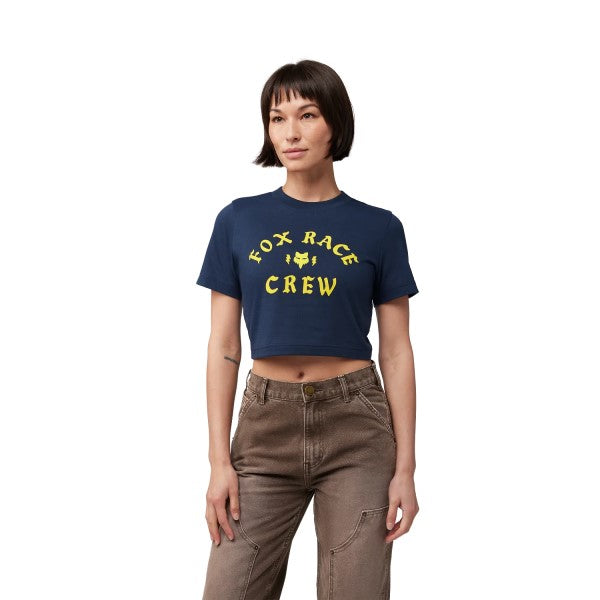 T-shirt Race Crew Cropped Femme/Fox/bleu foncé, de face