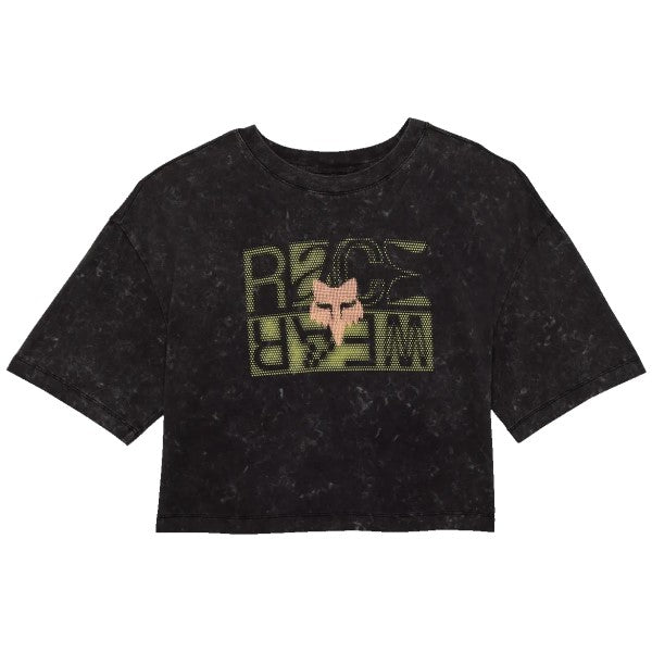T-Shirt Throttle Femme Noir/Jaune de face