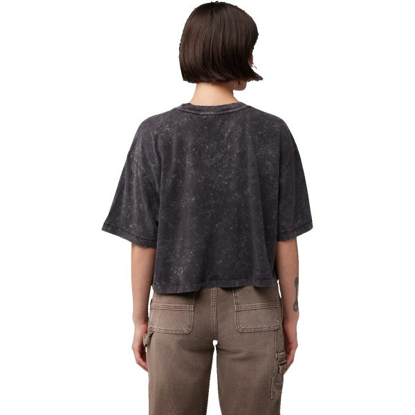 T-Shirt Throttle Femme Noir/Jaune essayage de dos