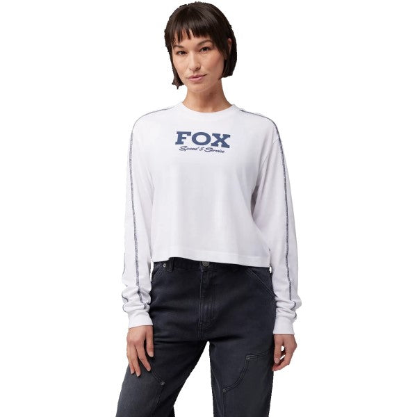 Chandail Speed & Service Femme Blanc/Bleu essayage de face