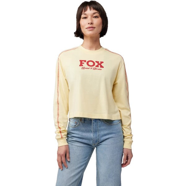 Chandail Speed & Service Femme Jaune/Rouge essayage de face