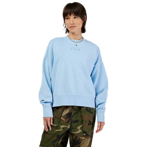 Coton Ouaté Wordmark Oversized Crew Femme Bleu essayage de face
