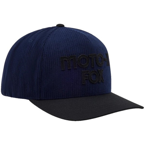 Casquette Moto-X Corduroy Bleu Foncé incliné de face