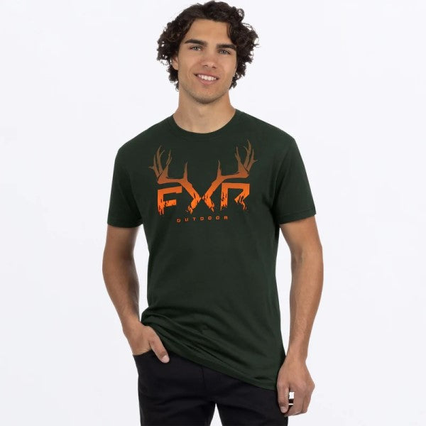 T-Shirt Antler vert orange, de face