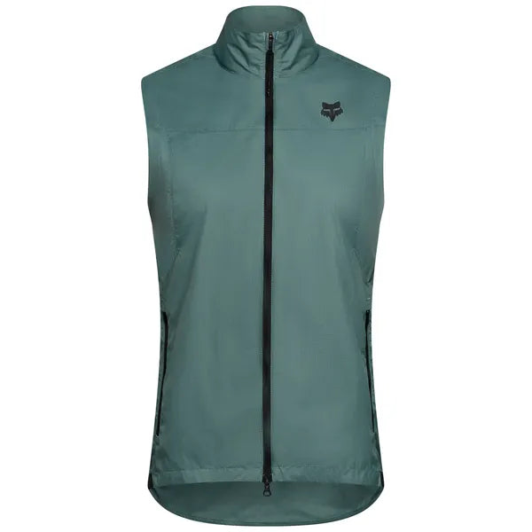 Veste de Vélo Coupe-Vent Ranger sans Manches Femme Vert, de face