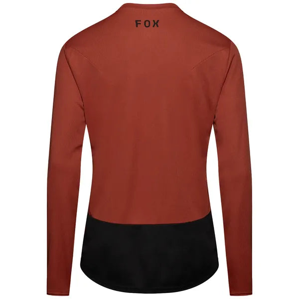 Maillot de vélo Ranger Fox Head à manches longues Rouge Foncé, de dos