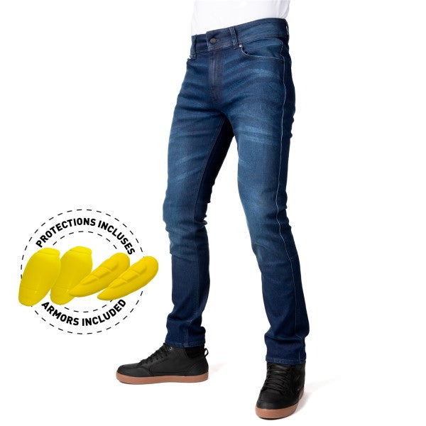 Pantalon de Moto Jean Icon II Droit Bleu protections