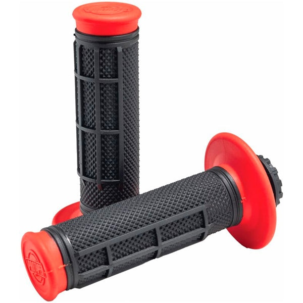 Poignées de Guidon Pro Series Clamp On Gauffré Rouge/Noir