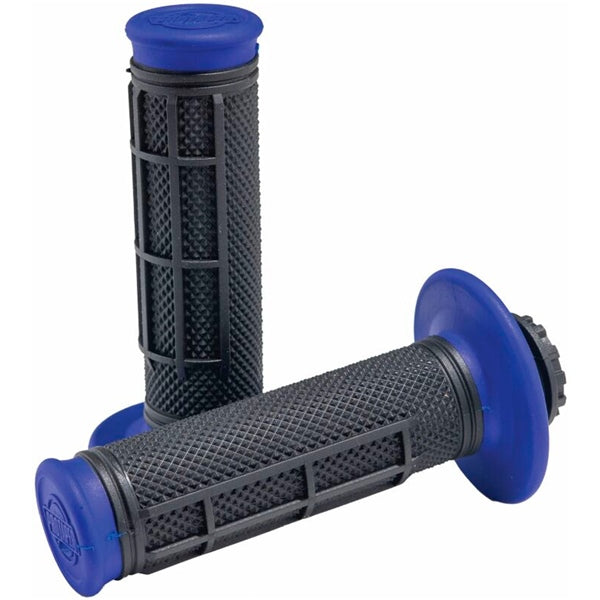 Poignées de Guidon Pro Series Clamp On Gauffré Bleu/Noir