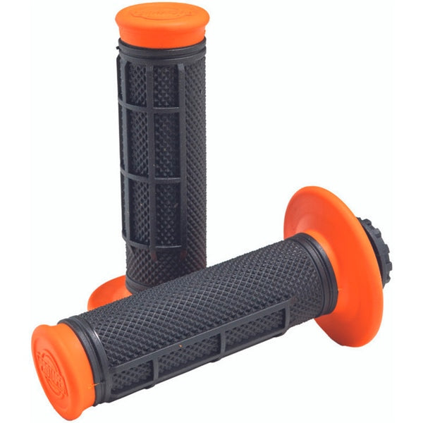 Poignées de Guidon Pro Series Clamp On Gauffré Orange/Noir