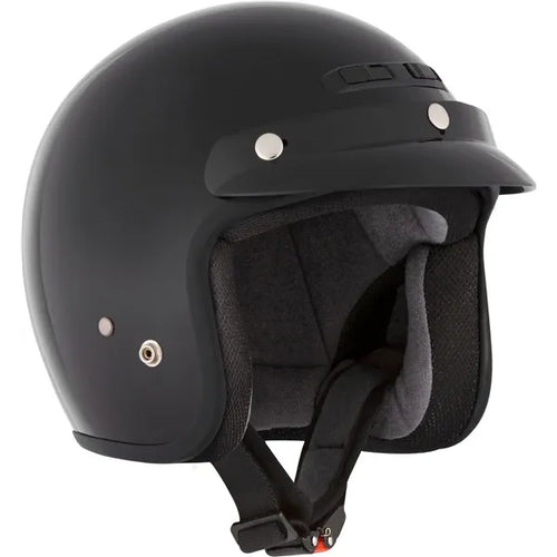 Casque Ouvert de Moto VG200 Solid Noir, de face