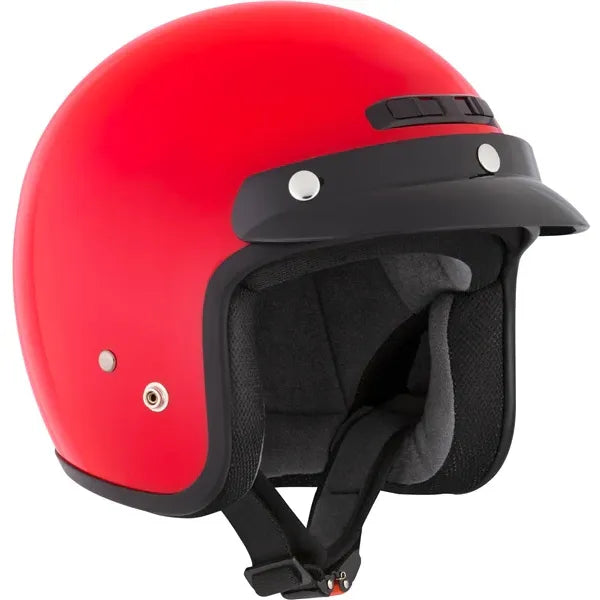 Casque Ouvert de Moto VG200 Solid Rouge, de face