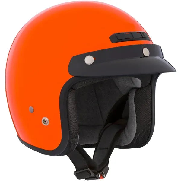 Casque Ouvert de Moto VG200 Solid Orange, de face