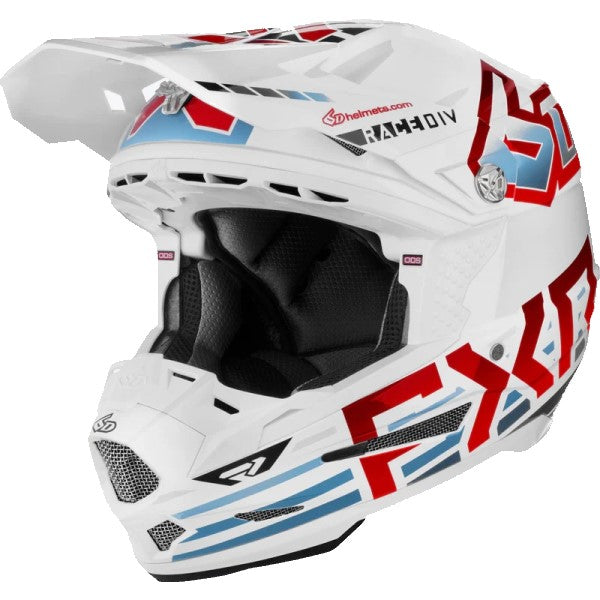 Casque de Motocross ATR-2 Blanc/Rouge incliné de droite