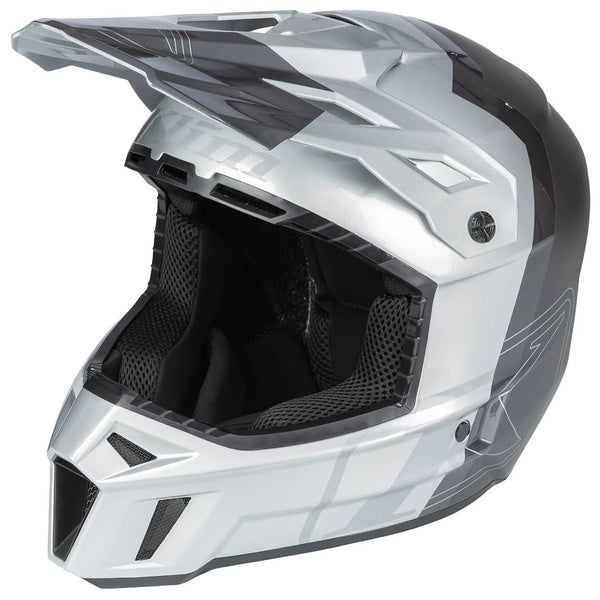 Casque de Motocross Hors Sentier F3 Carbone Pro Gris incliné de face à droite