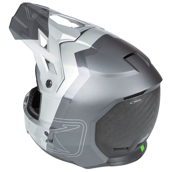 Casque de Motocross Hors Sentier F3 Carbone Pro Gris incliné de dos à droite