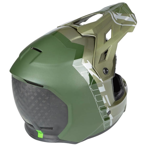 Casque de Motocross Hors Sentier F3 Carbone Pro Vert incliné de dos à gauche