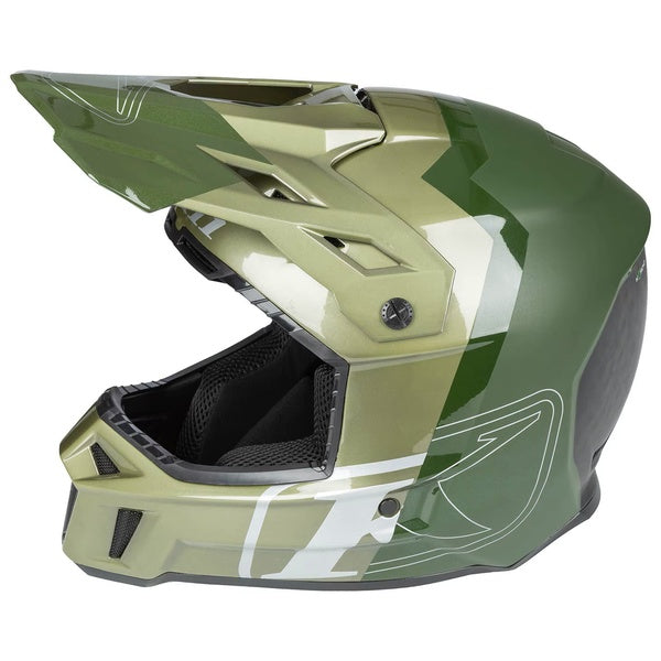 Casque de Motocross Hors Sentier F3 Carbone Pro Vert de droite