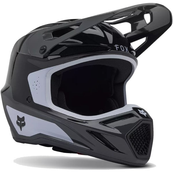 Casque de Motocross V3 Impression Junior Noir/Gris incliné de gauche