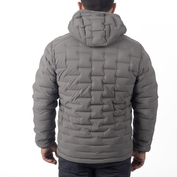 Manteau Boulder Stretch Down Hooded Gris, de face