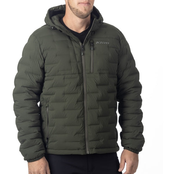 Manteau Boulder Stretch Down Hooded Vert, de face