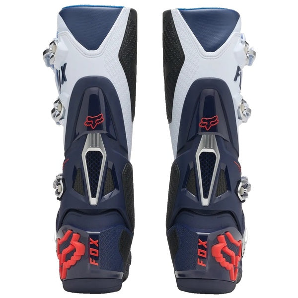Bottes de Motocross Instinct Bleu/Blanc/Rouge en paire de dos