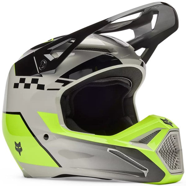 Casque de Motocross V1 Collect Gris Jaune, côté droit