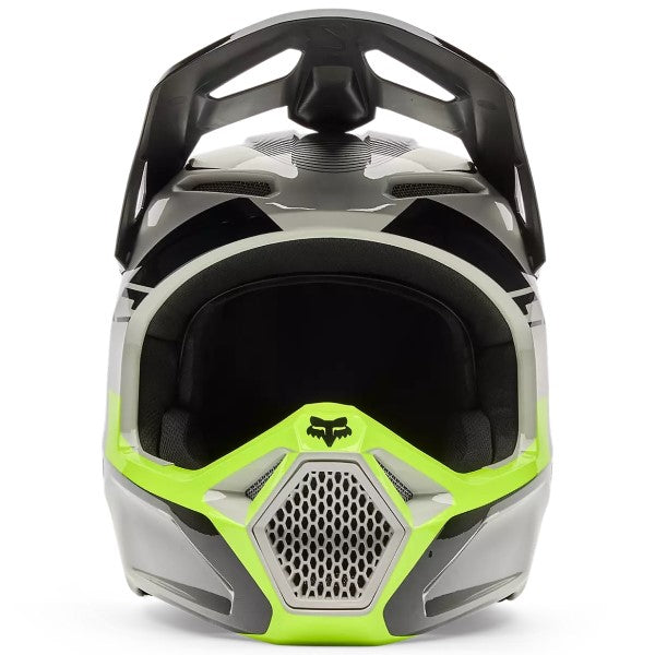 Casque de Motocross V1 Collect Gris Jaune, de face