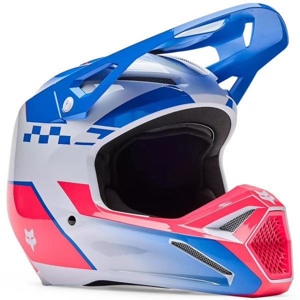 Casque de Motocross V1 Collect Bleu Rose, côté droit