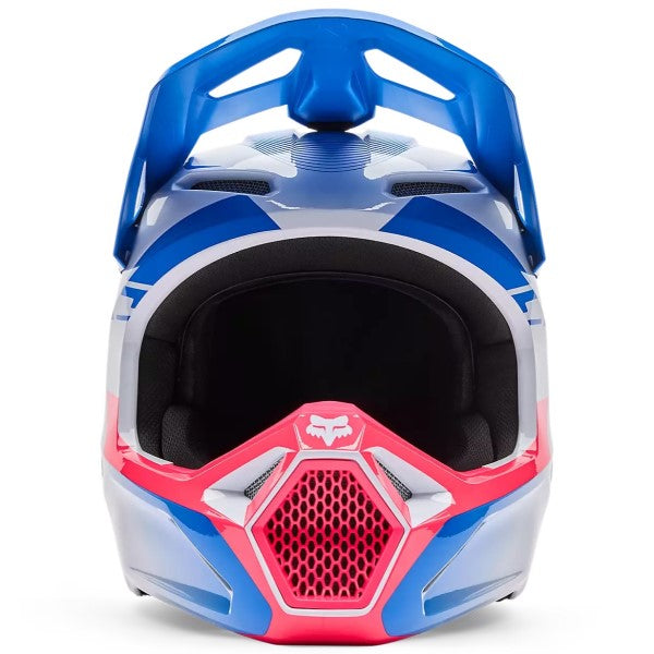 Casque de Motocross V1 Collect Bleu Rose, de face