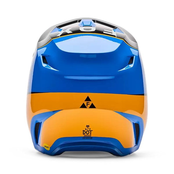 Casque de Motocross V1 Collect Bleu Orange, Dos