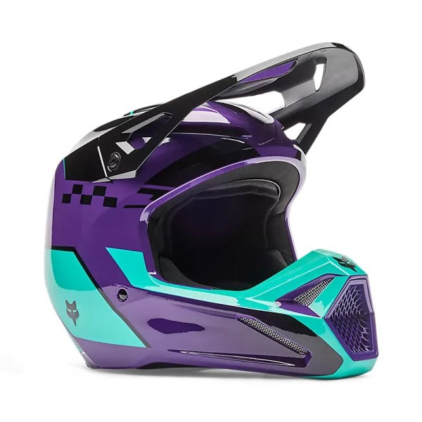Casque de Motocross V1 Collect Mauve Bleu, côté droit