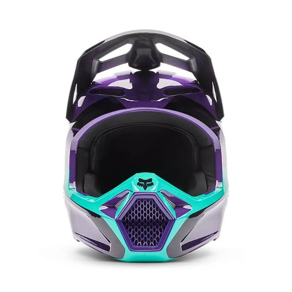 Casque de Motocross V1 Collect Mauve Bleu, de face
