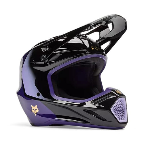 Casque de Motocross V3 Drip Noir Mauve, côté droit