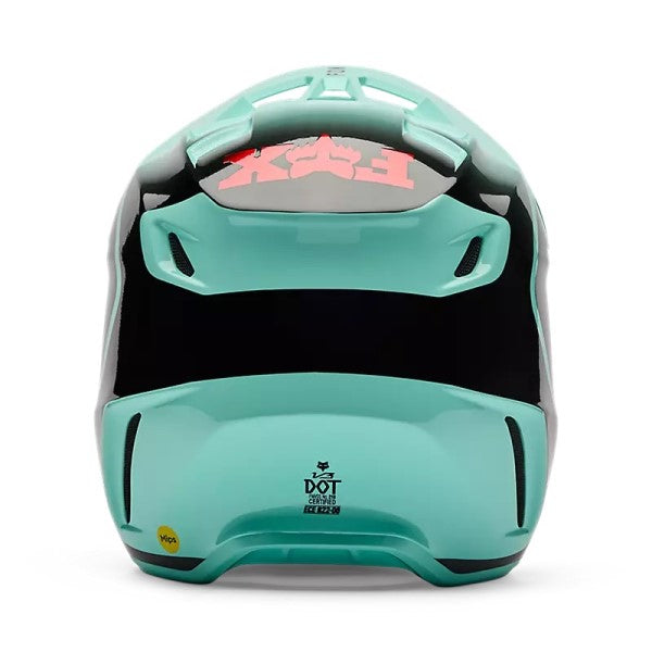 Casque de Motocross V3 Drip Turquoise, Arrière