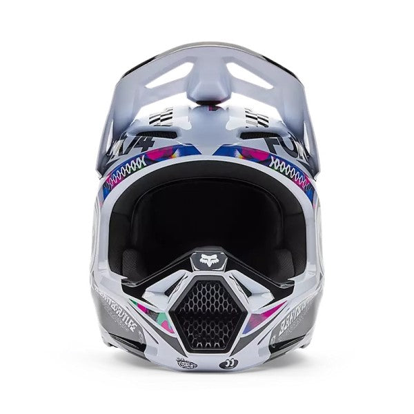 Casque de Motocross V1 Image Cosmo Blanc Noir, de face