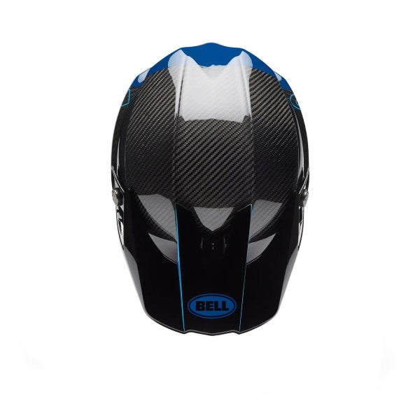 Casque de Motocross Moto-10 Spherical Strike Carbone Noir/Bleu, Dessus