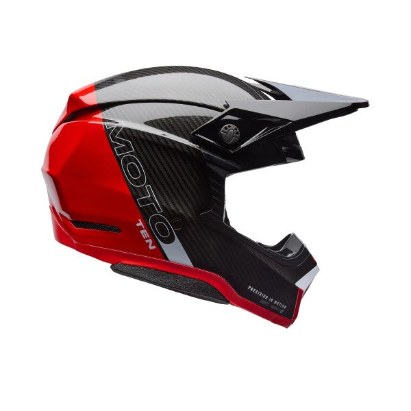 Casque de Motocross Moto-10 Spherical Strike Carbone Noir/ouge, de côté