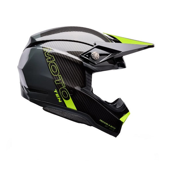 Casque de Motocross Moto-10 Spherical Strike Carbone Noir/Vert, de côté