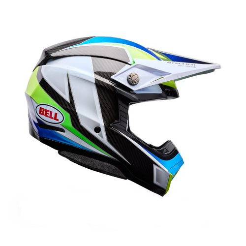 Casque de Motocross Moto-10 Spherical Grid Carbone Blanc/Vert, de côté