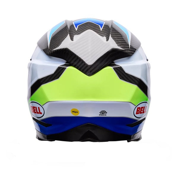 Casque de Motocross Moto-10 Spherical Grid Carbone Blanc/vert, Dos
