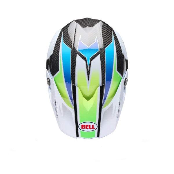 Casque de Motocross Moto-10 Spherical Grid Carbone Blanc/Vert, Dessus