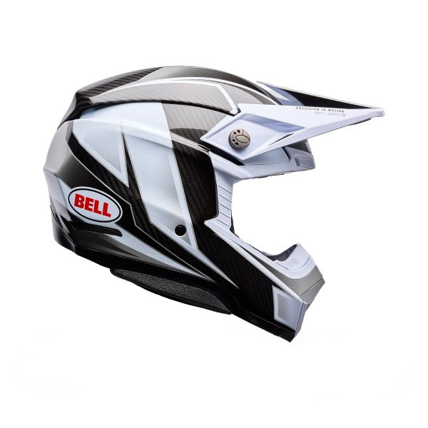 Casque de Motocross Moto-10 Spherical Grid Carbone Blanc/Gris, de côté
