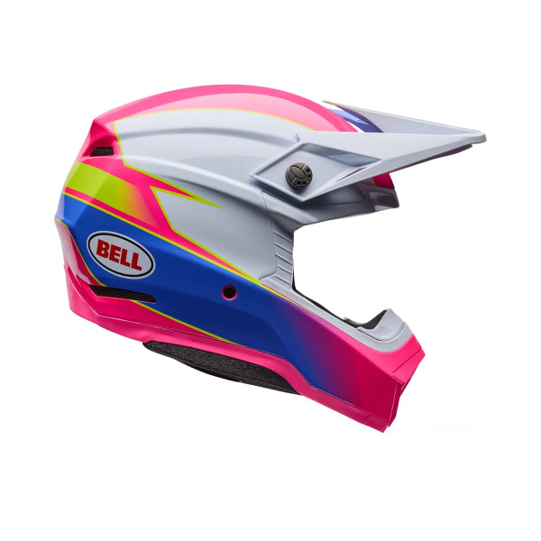 Casque de Motocross Moto-10 Mips Falcon Orange/Bleu, Blanc/Rose, de côté