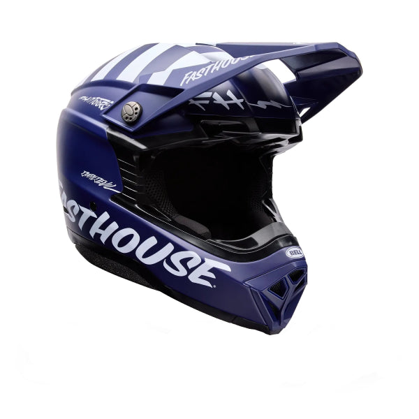 Casque de Motocross Moto-10 Mips Fasthouse Bleu, Vue Inclinée