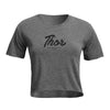 T-Shirt Script Crop Femme Gris de face