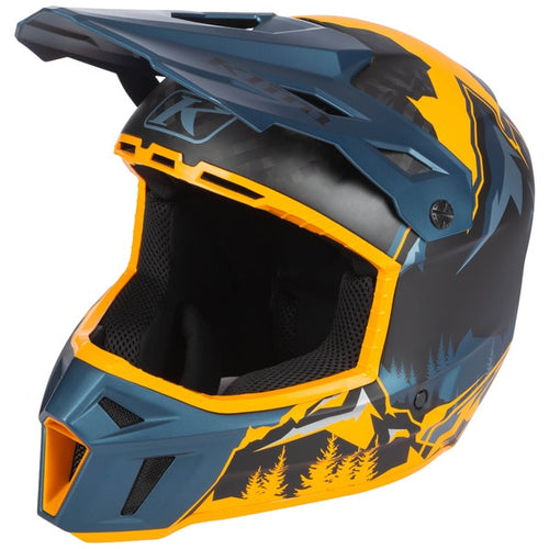 Casque de Motoneige Hors Sentiers F3 Carbone Bleu/Orange, côté gauche